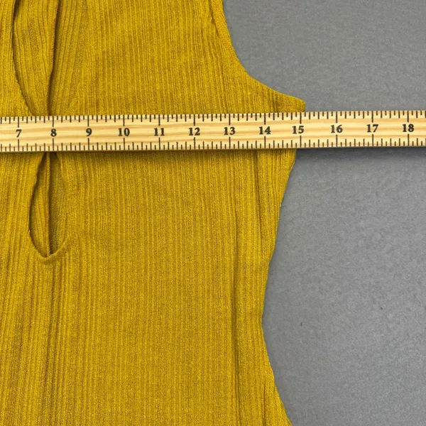 Reformation Ribbed Maxi Dress Mustard Yellow Keyhole Cutout Sleeveless Size M - Image 4
