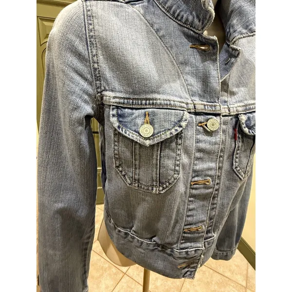 Levi's Type 1 Iconic Jacket Women’s Large Tab Crop Fitted Denim Jean Western XS - Image 5