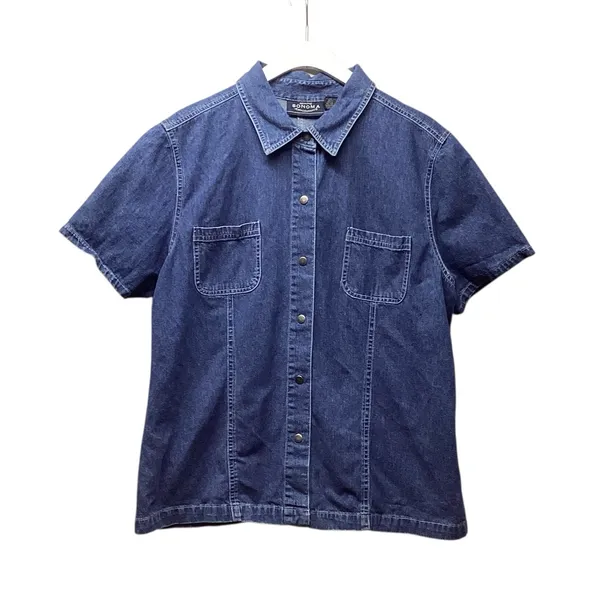 Sonoma snap front Y2K short sleeve denim blouse. Size XL - Image 4