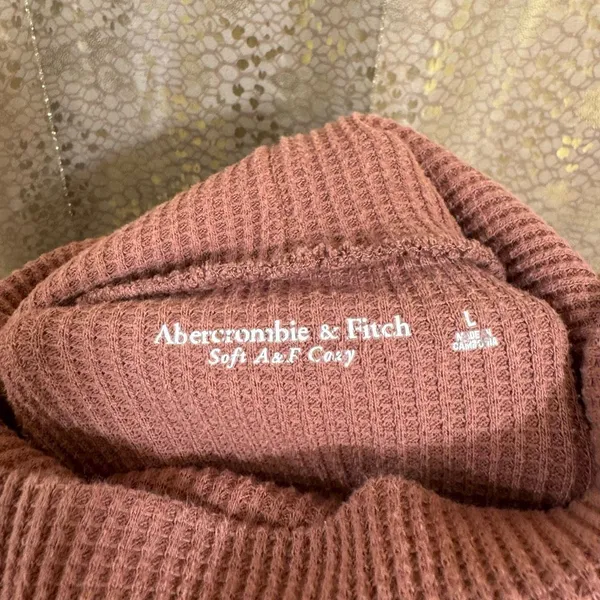 Abercrombie & Fitch‎ Cozy Waffle Sweater Cowl Neck Burnt Orange Large - Image 3