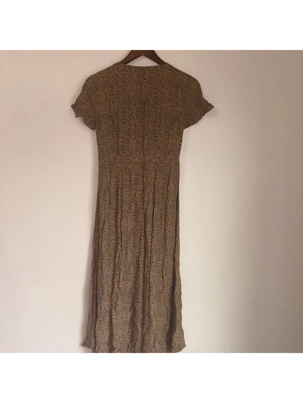 LOFT Leopard Print V-Neck Tie-Waist Midi Dress Women's Size 0 - Image 4