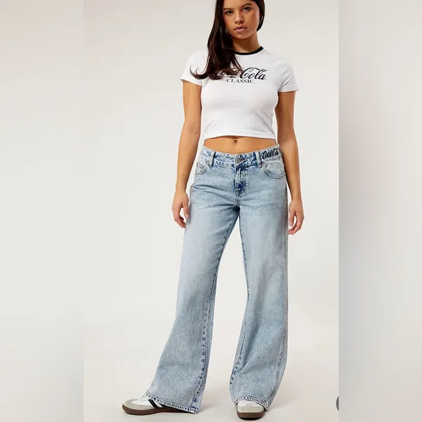 Coca-Cola By PacSun Light Indigo Low Rise Baggy Jeans Size 28 x 32 - Image 2