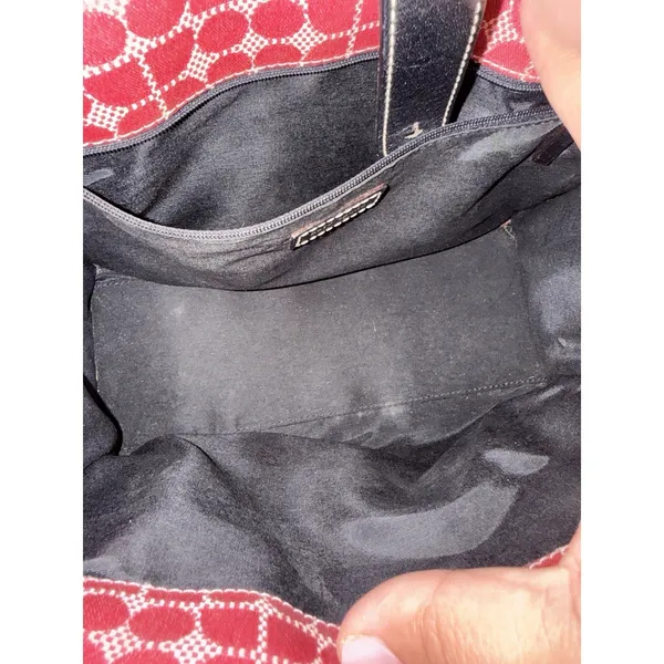 Kate Spade‎ Vintage Pink Logo Print Handbag Purse Black Trim 1 - Image 5