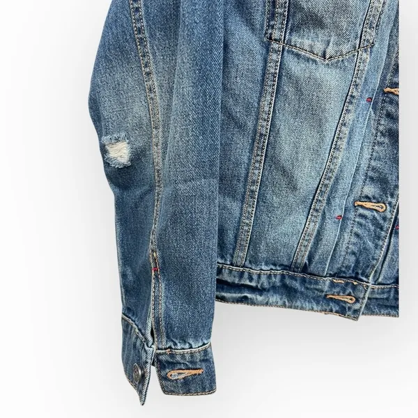 Joie Vintage-inspired Demanda Distressed Denim Jacket size small - Image 8