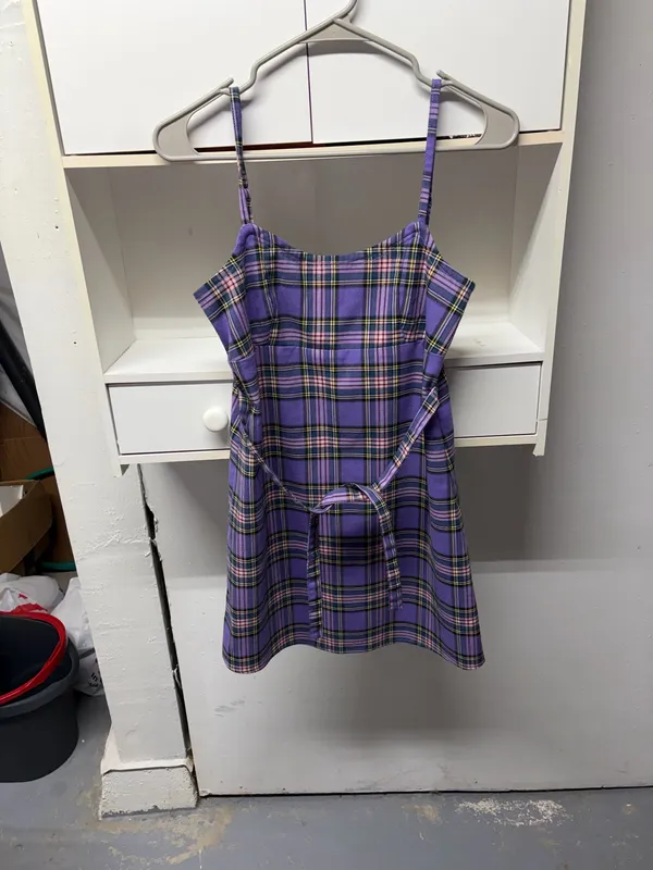 Brandy Melville Dress Mini Plaid Purple - Image 2