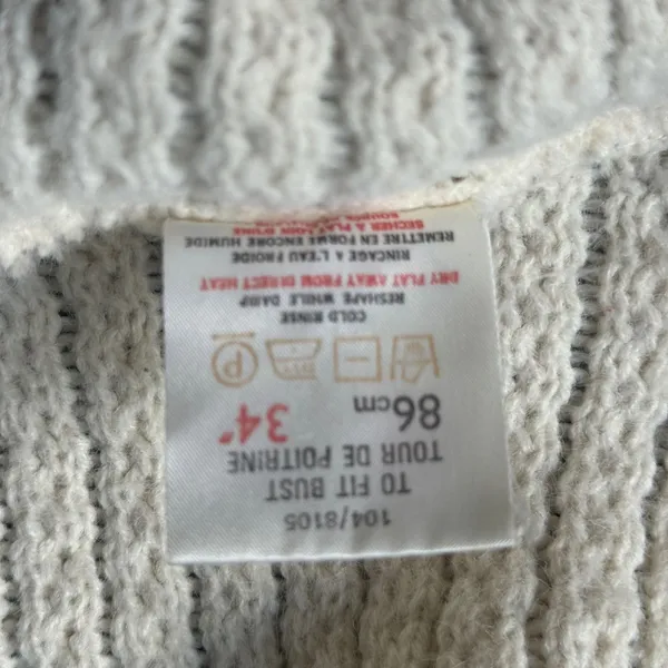 St Michael Vintage Cream Cable Knit Hooded Toggle Cardigan Sweater Cottagecore - Image 5