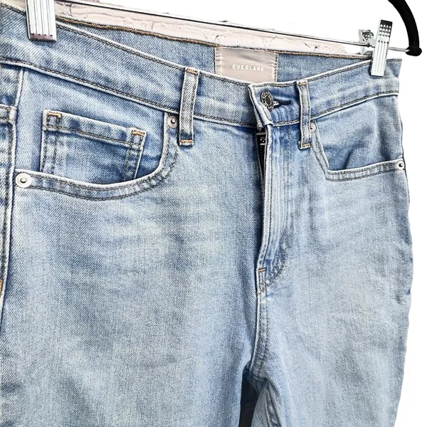 Everlane The Cheeky Straight Leg Raw Hem Light Wash Jeans Denim 26 ACTUAL‎ 28" - Image 6