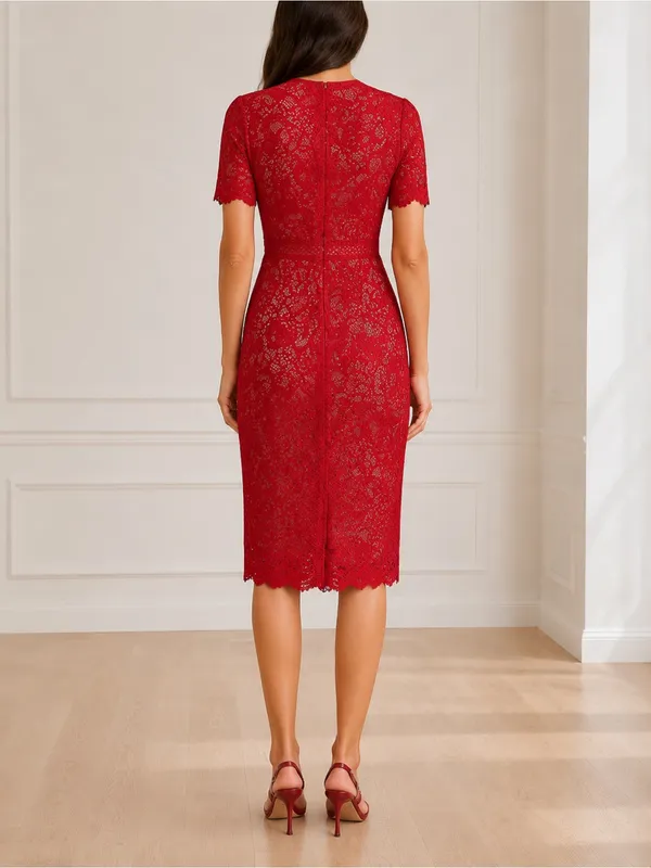 NWT Lulus Amore Dress Size XS Red Crochet Lace Midi Wedding Guest Cocktail Date - Image 5