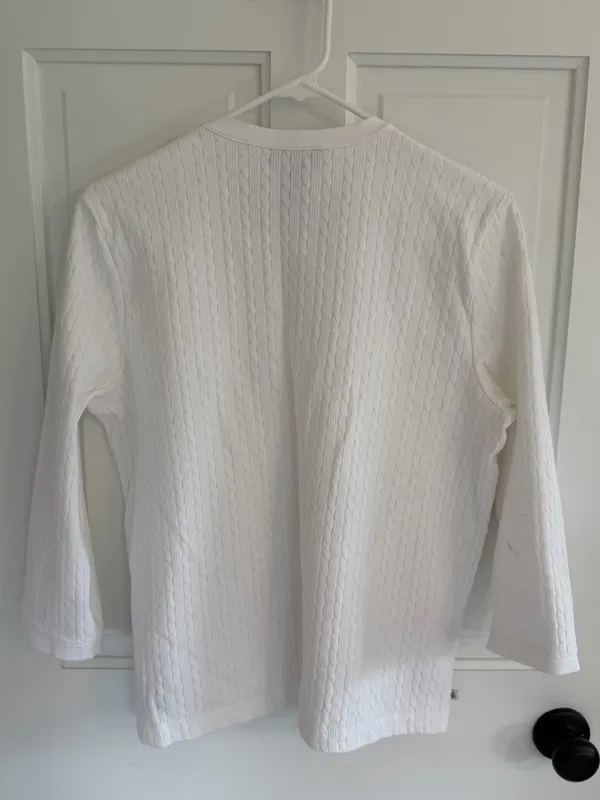 Vintage Lauren Ralph Lauren White Cable Knit Cardigan Sweater Large - Image 8