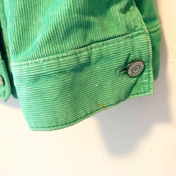 Gap Women's Mint Green Western Corduroy Faux Fur Lined Button Up Jacket - Image 5