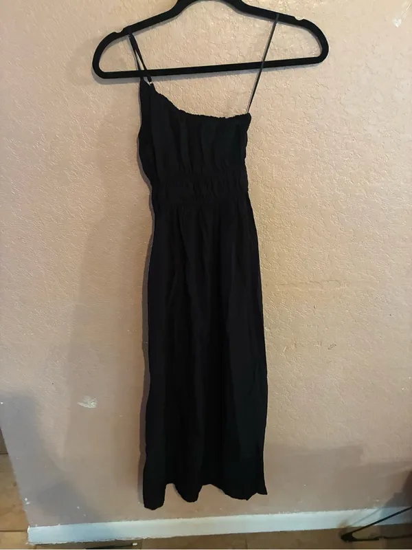 Abercrombie & Fitch Black One-Shoulder Midi Dress - Image 6