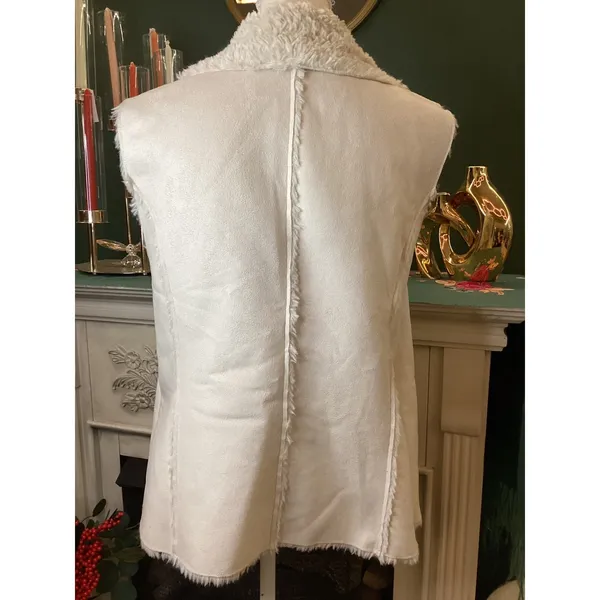 Knox Rose Women's‎ XL Cream Faux Fur Lined Drape Vest Cozy Casual - Image 4