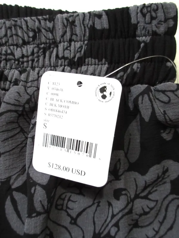 NWT Free People Colette Wide-Leg Pants in Black Gray Floral Semi-Sheer S - Image 8