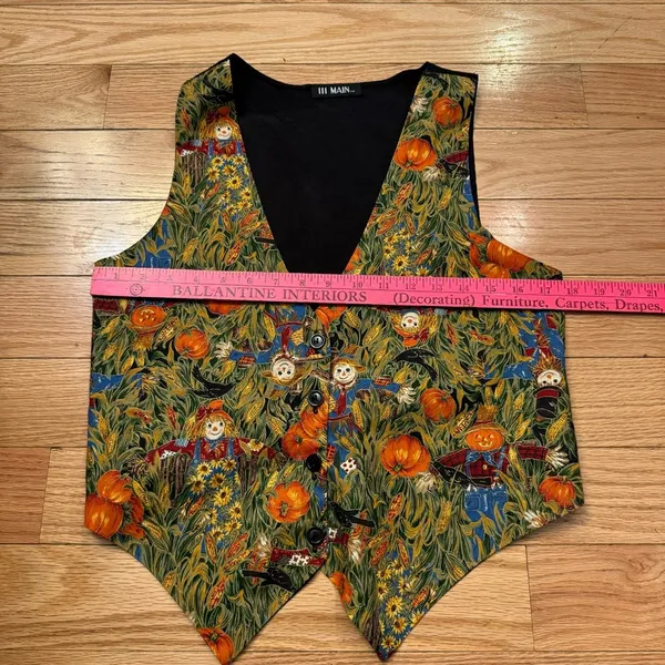 Vintage 111 Main Pumpkin Scarecrow Crow Corn Vest Women’s/ Men’s L/XL Button Up - Image 5