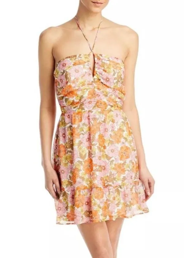 NWT AQUA Retro Floral Print Halter Mini Dress Bloomingdale’s exclusive XS - Image 2