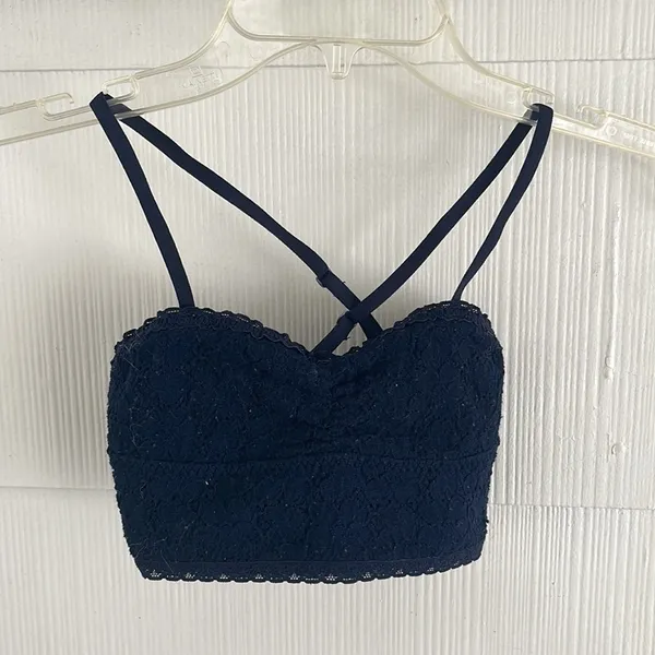 Abercrombie and Fitch Navy Lace Bralette - Image 2