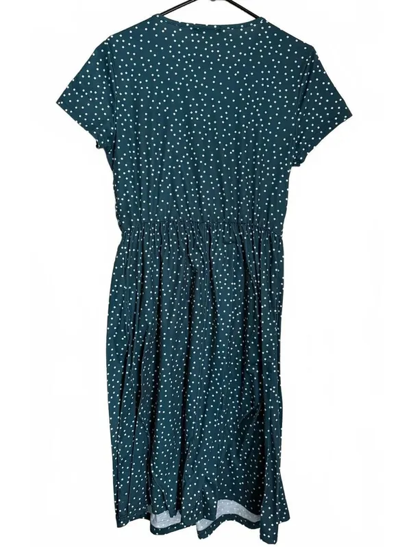 Ouges NEW Women's Dress Size Large Jade Polka Dot Fit Flare Classic City Chic Green - Image 2