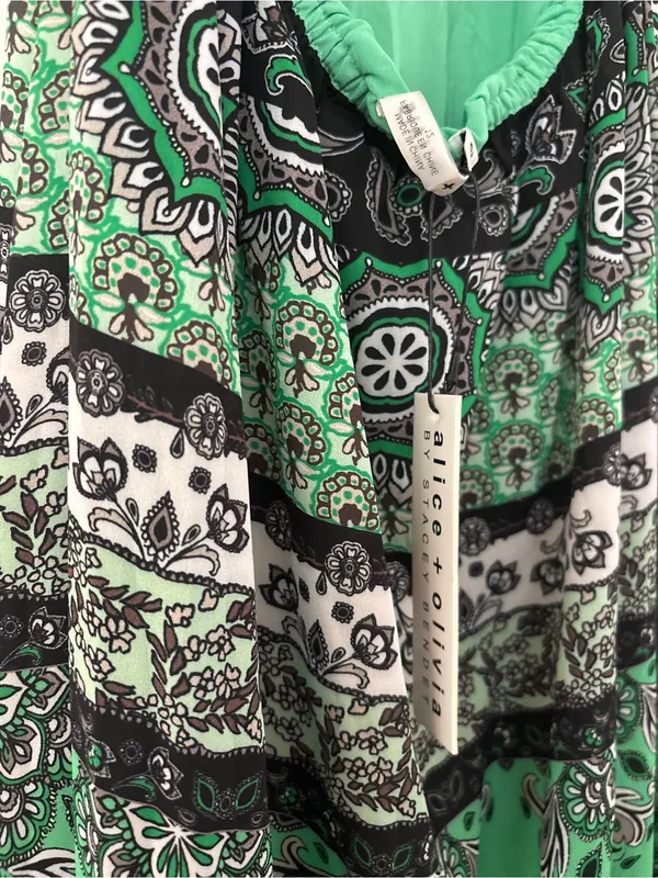 Alice & Olivia Alette Halter Maxi Dress Green‎ New Size 12 NWT Bandana Print - Image 10