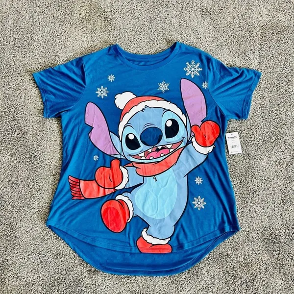 NEW Disney Stitch Blue Christmas T-shirt size 3XL - Image 4