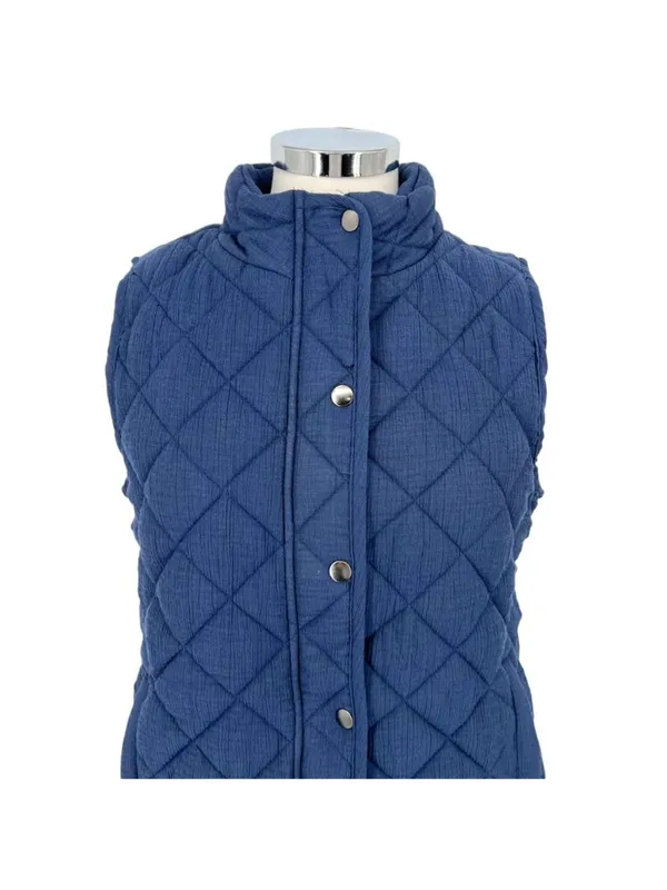 Market & Spruce Diamond Quilted Vest Navy Blue Size Small NWT Classic Preppy - Image 2