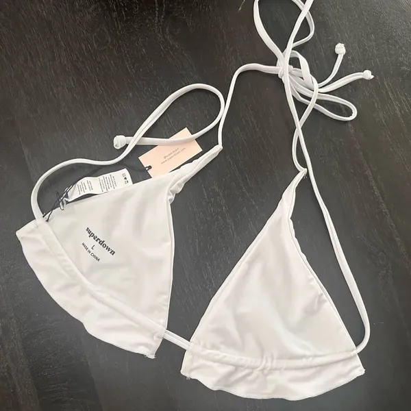 Superdown Anneke Swim‎ Bikini Top in White Sz L - Image 2