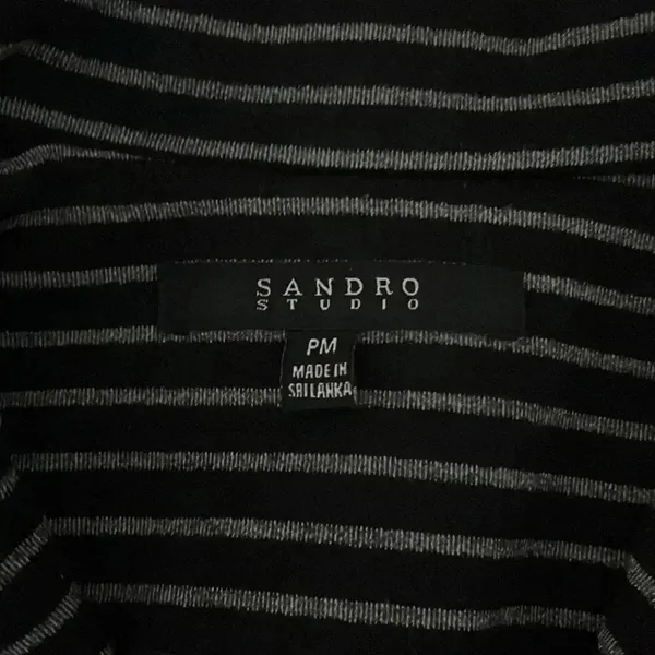 Sandro Studio blazer jacket black striped stretchy buttons petite medium‎ chic - Image 6
