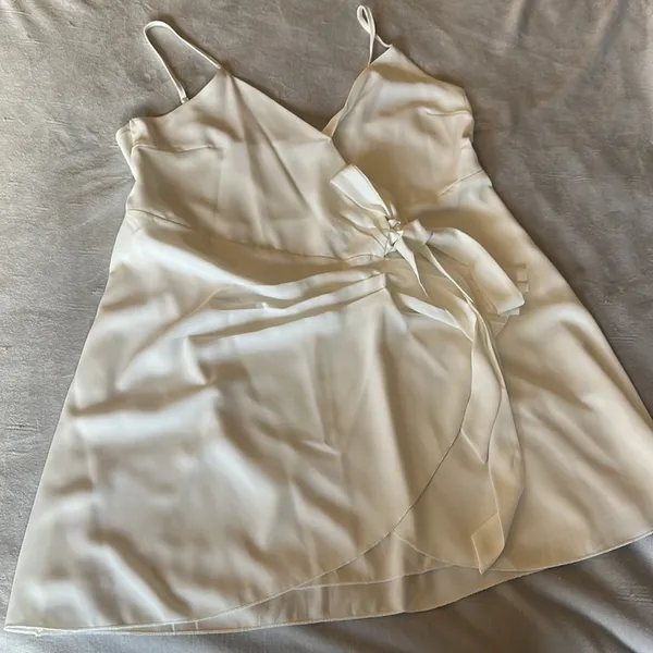 White Wrap Mini Dress - Image 2