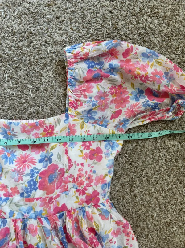 Altar'd State Pink Blue Floral Square-Neck Puff Sleeve Mini Dress High Tea XL - Image 9