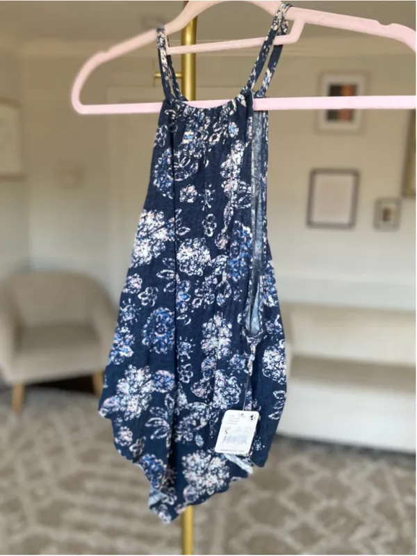 We‎ The Free People Navy Floral Halter Blouse Festival Boho Feminine Indie NWT - Image 4