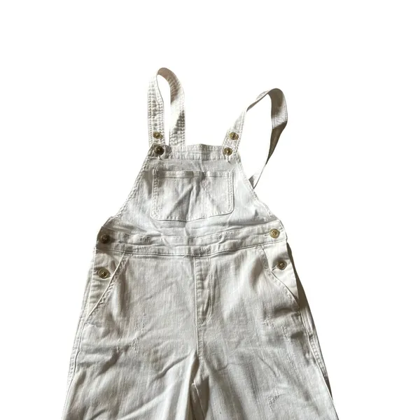 Pilcro & The Letterpress Overalls Women's 25 Off White‎ Denim Anthropologie Farm - Image 2