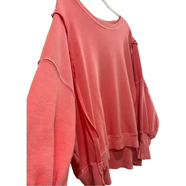 We the Free Free People Camden‎ Cozy Super Oversized Coral Sweatshirt Rare Color - Image 5