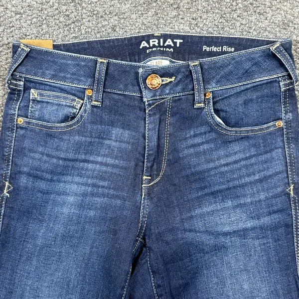 Ariat Jeans Womens 27R Blue Flare Perfect Rise Stretch Denim Dark Wash - Image 2