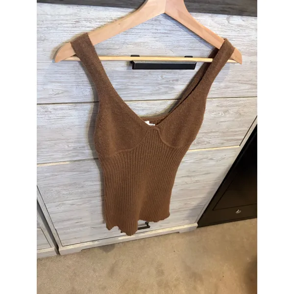 Princess Polly Brown Knit Mini Dress Sleeveless Ribbed Corset Bust Size S/M - Image 2
