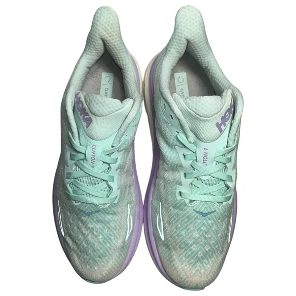 Hoka One One Women’s 8.5 B Seafoam Green Purple Clifton 9 Running Shoes Sneakers - Image 3