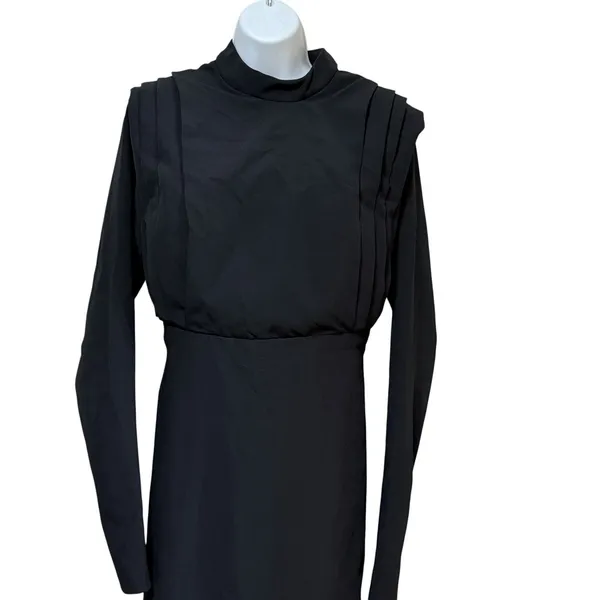 Witness‎ of Love Black High Neck Open Back Maxi Dress Long Sleeve Slit Size XL - Image 5