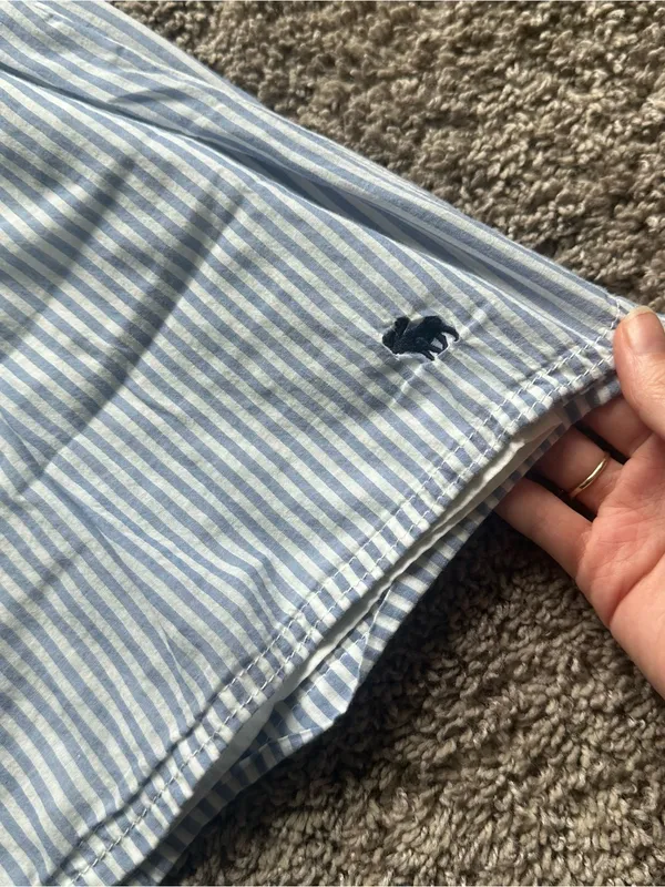 Abercrombie & Fitch Light Blue and White Striped Mini Dress - Image 3