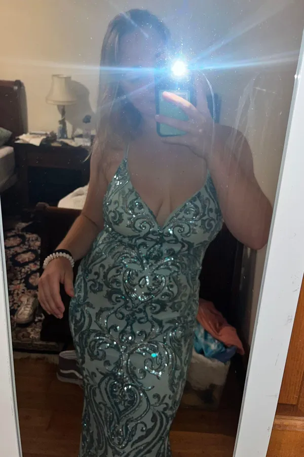 Windsor Glittery Blue Strappy Prom Dress - Image 2