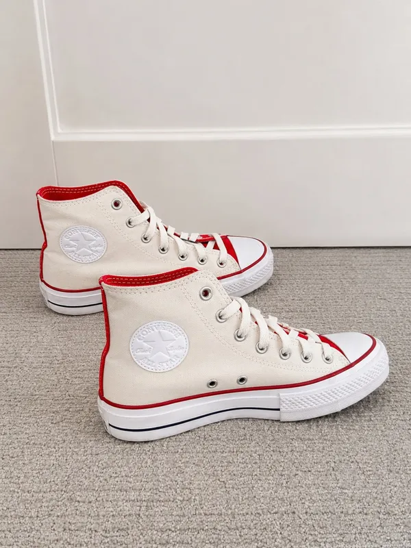 Red & White Platform Converse  - Image 2