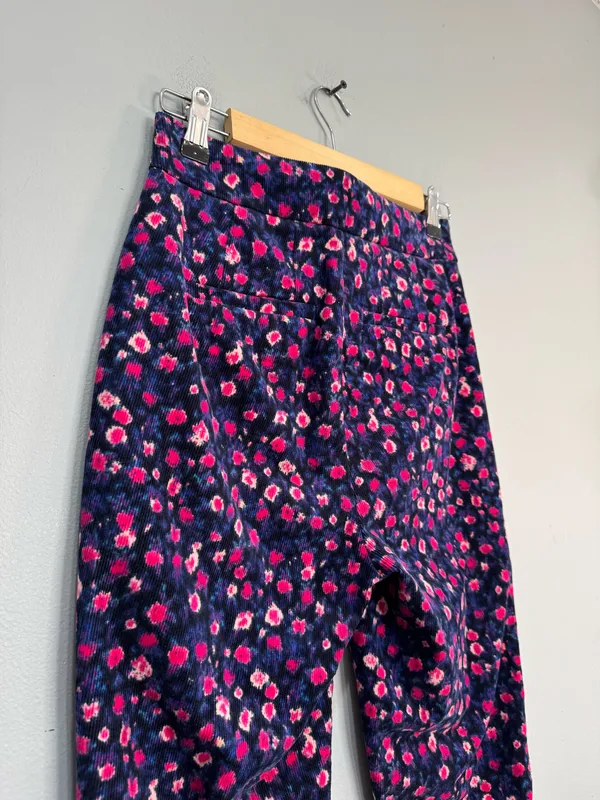 Floral J. Crew Kickout Straight Leg Corduroy Pants Size 00 Like New - Image 4