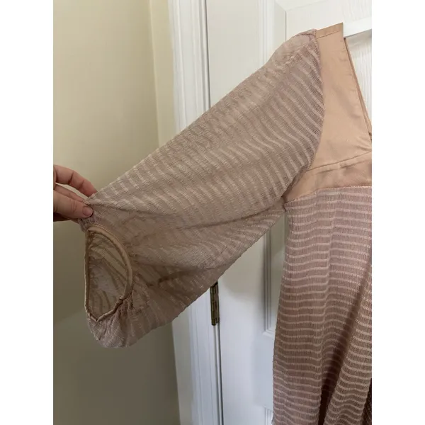 Anthropologie Meadow Rue Peach Square Neck Long Sleeve Blouse XS Mixed Media - Image 4