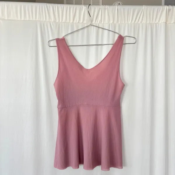 2000s Vintage Sweet Pea by Stacy Frati Pink Mesh Tie Front Babydoll Top Medium - Image 3