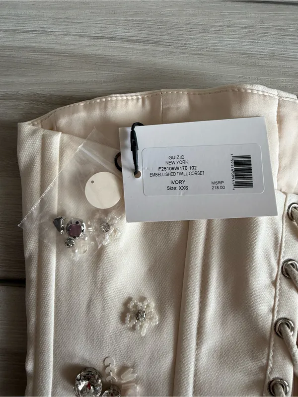 Guizio Embellished Twill Corset Ivory XXS NWT IN PACKAGE - Image 9