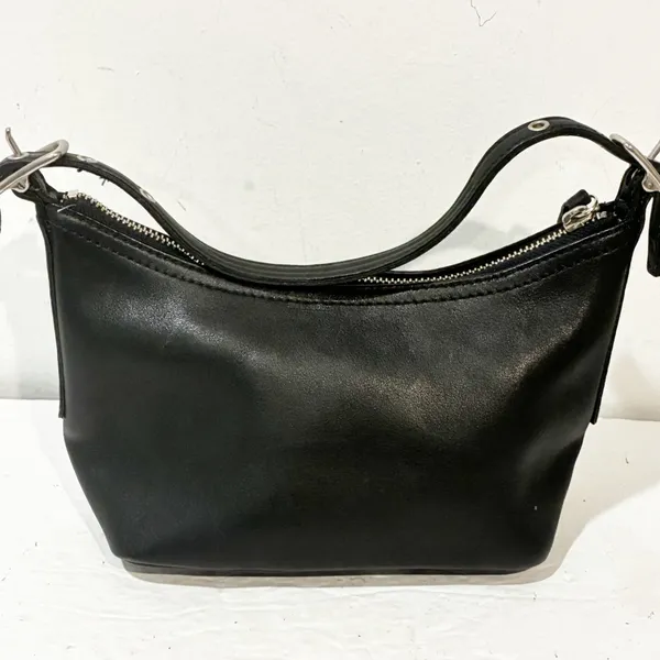 Y2K Coach Hobo Sleek #9844 Mini Demi Black Leather Baguette Hand Bag‎ PURSE - Image 5