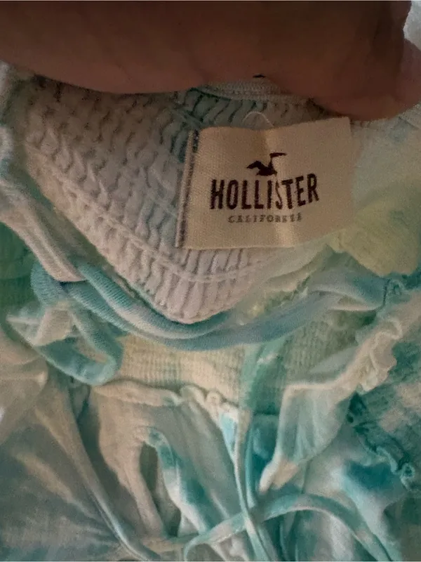 Hollister Teal and White Tie-Dye Maxi Slip Dress - Image 2