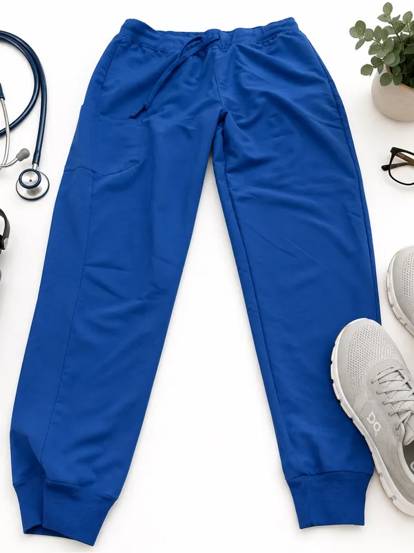 Mandala Royal Blue Jogger Scrub Pants Stretch Multi-Pocket Women’s XS Uniform - Image 7