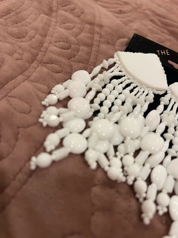 The Limited White Beaded Fringe Statement Earrings - Image 2