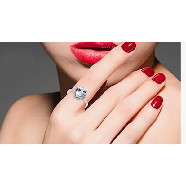 Boutique NEW Women's 3Ct Rhodium S925 Pear Halo‎ Teardrop Engagement Ring, Size 7 - Image 9