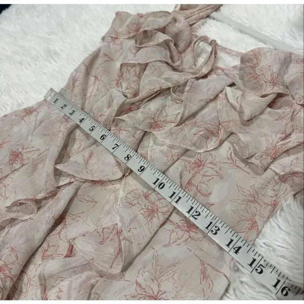 NEW Storia Ruffle Maxi Dress in Gray Pink Floral Large - Image 4