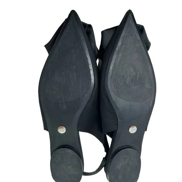 Zara Straple Flat‎ Shoes with Flowers Black Satin Rosette Size 36 US 5 - Image 7