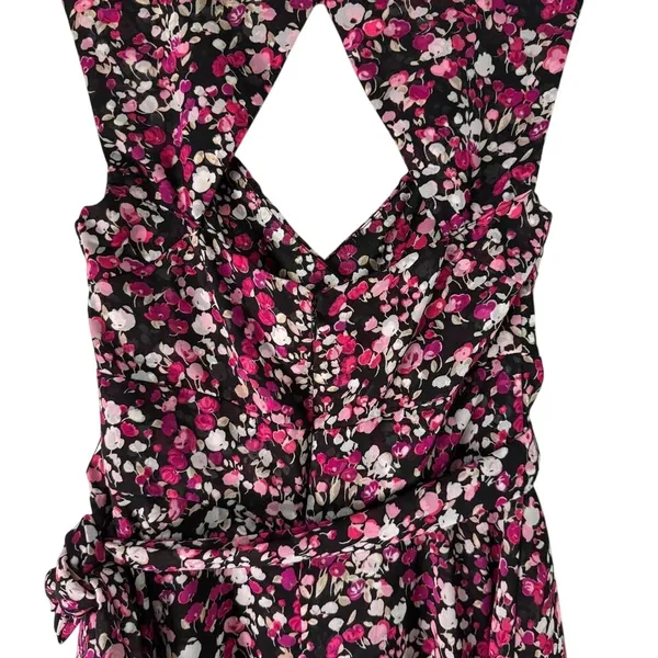 White House Black Market Pink Floral Tiered V Neck Cocktail Party Dress Size 6‎ - Image 9